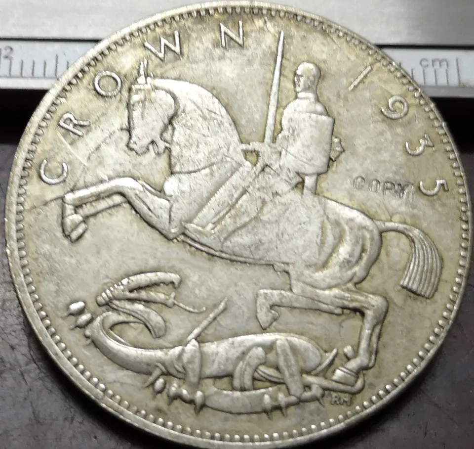 

1935 United Kingdom 1 Crown-George V silver Jubilee Silver Plated Copy Coin