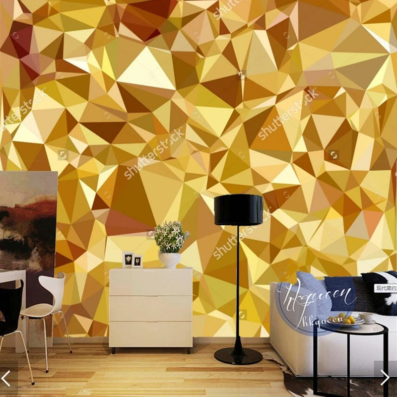 Золотые обои на заказ золотые геометрические многоугольные современные фрески