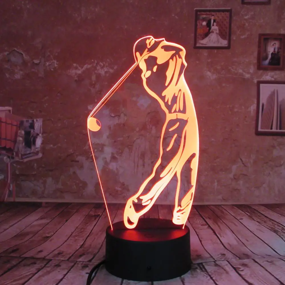 Новые креативные подарки акриловые 3D ночные светильники play golf USB LED фигурка 7