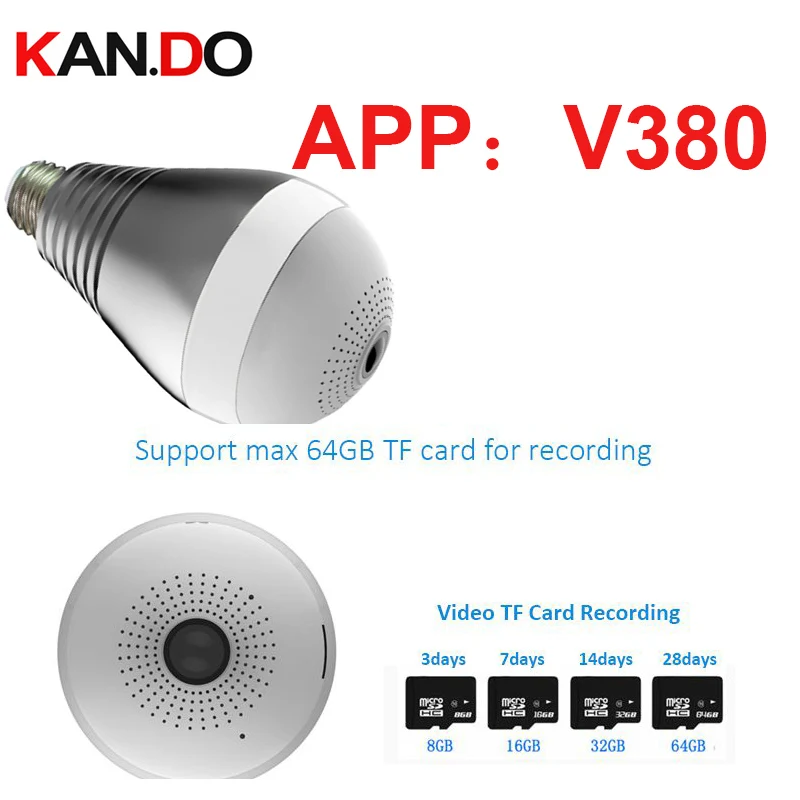 2.0MP V380 Wi Fi IP Камера 360deg светильник форма cctv P2P лампа наблюдения микро 1080P