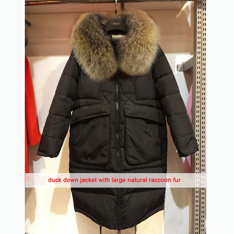 2017 зимние пальто женские куртки большой натуральный мех енота меховой воротник