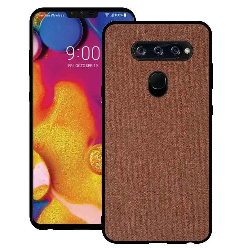 Leather Cloth Texture Case for LG V40 ThinQ Linen Canvas TPU Silicone soft Anti-knock Full protective Cover forLG Capa Funda |