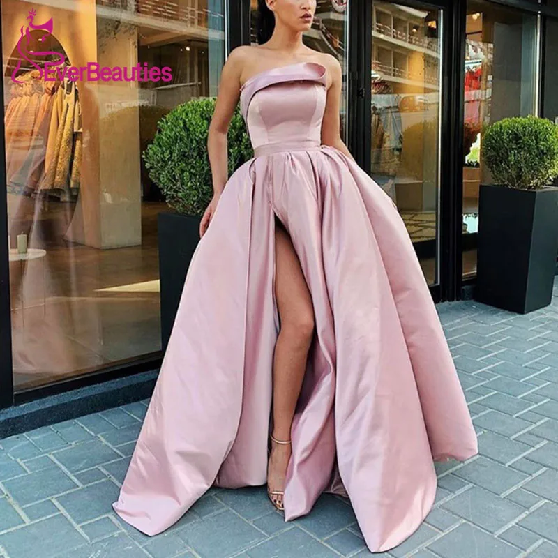 as picture Вечернее платье с открытыми плечами, длинное,, Abiye Gece Elbisesi, атласное, с Боковым Разрезом, для выпускного вечера, Robe De Soiree - Цвет: as picture