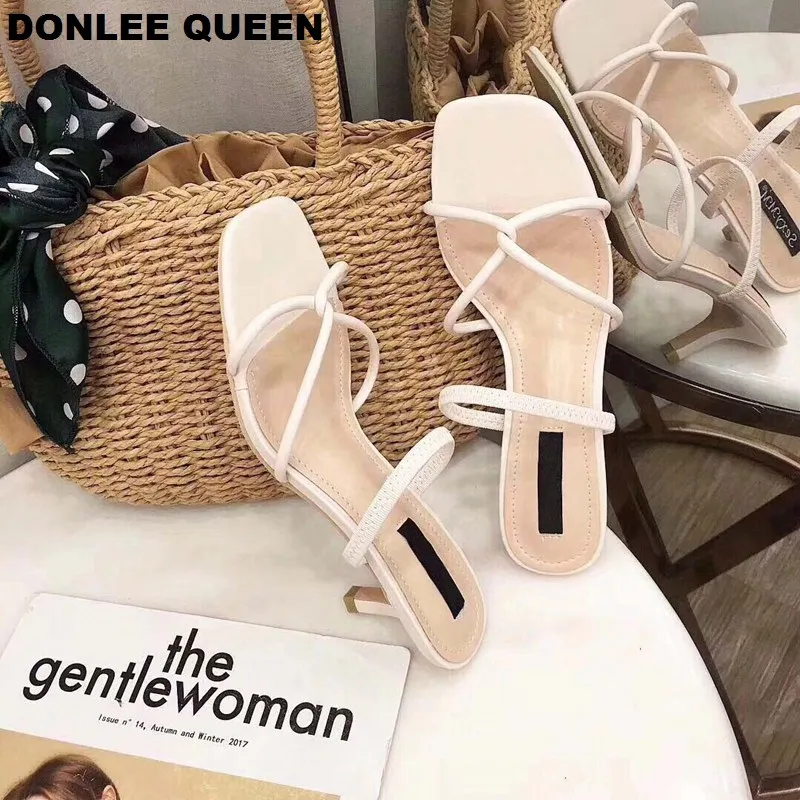 DONLEE QUEEN/женские брендовые шлепанцы летние стильные сандалии на коротком каблуке