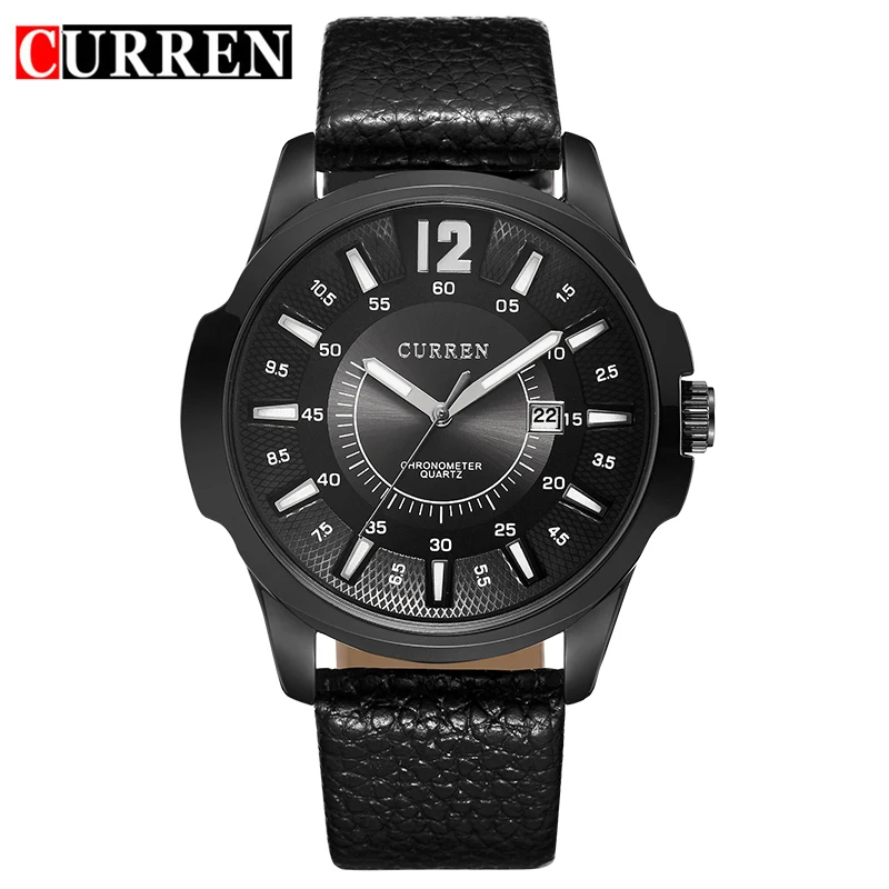 CURREN new fashion casual quartz watch men large dial waterproof chronograph releather wrist relojes free shipping | Наручные часы