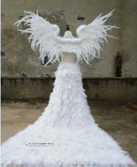 white wings and tail Новое поступление, черные крылья ангела, вечерние, свадебные, сексуальные, большие волшебные крылья, 140*90 см, EMS - Цвет: white wings and tail