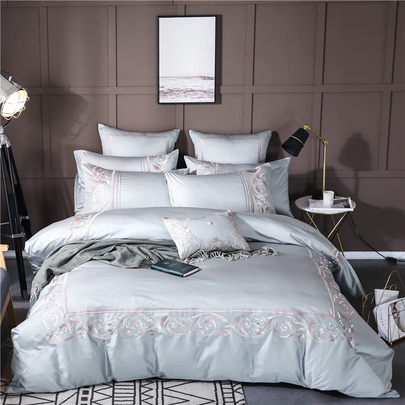 

4/6/7Pcs Egypt cotton Palace classic art Bedding Set golden embroidery Duvet cover set Bed Sheet Pillowcases Queen King size