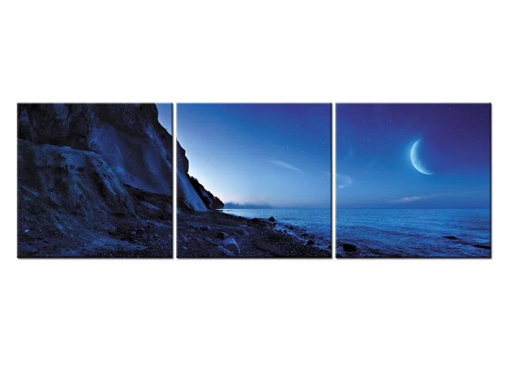 3 Piece Modern paintings Home moonlight Sea View Decorative Art Picture Paint on Canvas Prints picture Frame QJFJ3-43 | Дом и сад