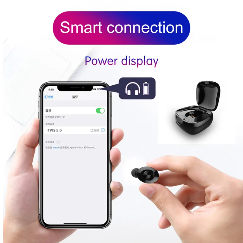 Hangrui 5,0 TWS беспроводные наушники Airdots Bluetooth HIFI спортивные водонепроницаемые наушники Handsfree Bluetooth наушники USB гарнитура