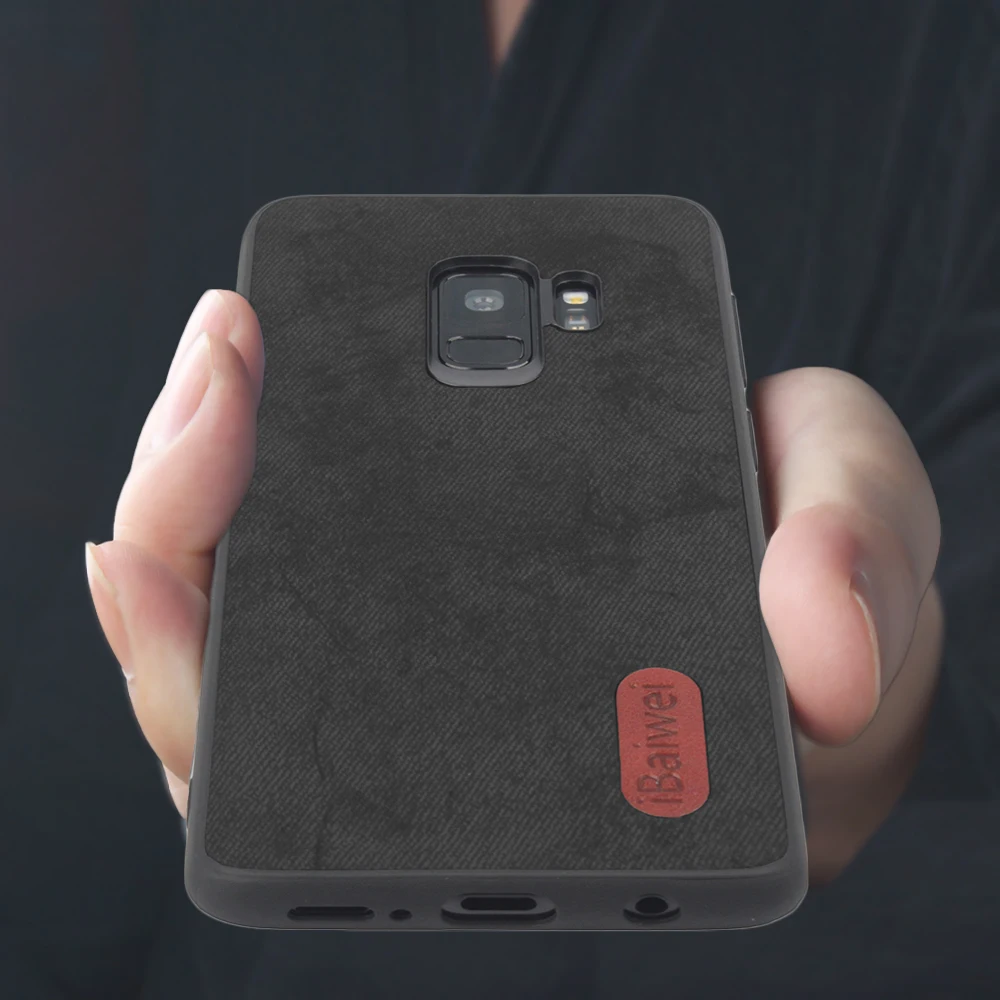 Модный простой кожаный чехол для samsung Galaxy S9 с закругленными краями + джинсовые