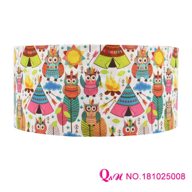 qn 10 yards lot 22mm 38mm 75mm 181025005 owl design printed grosgrain ribbon for hairbow | Дом и сад