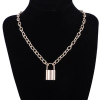 gilded silver color padlock pendant necklace brand new rolo cable chain necklace collar ras du cou collier femme women