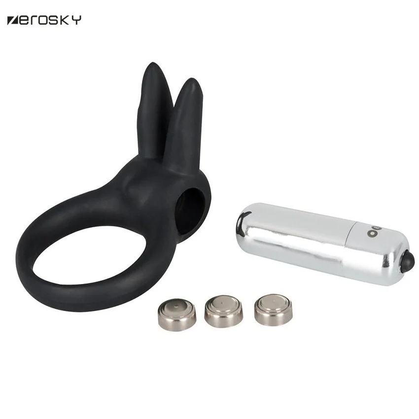 Zerosky мужской вибрирующий пенис Дик кольцо Кролик G Spot время задержки эрекция