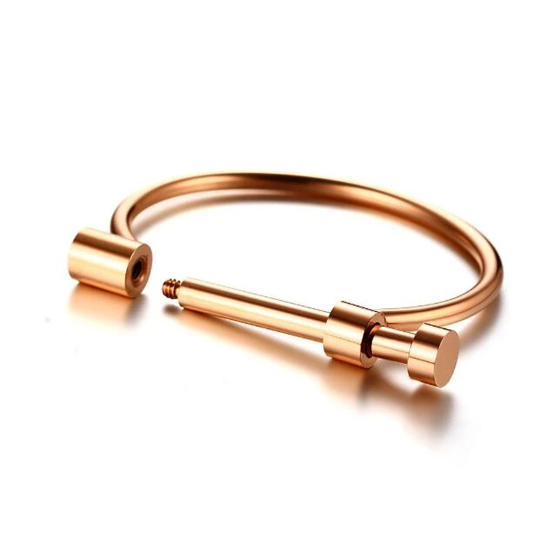 Screw Bracelet For Women Cuff Jewelry Pulseiras 4MM Wide Stainless Steel D Shape Bar Bangle Shackle | Украшения и аксессуары
