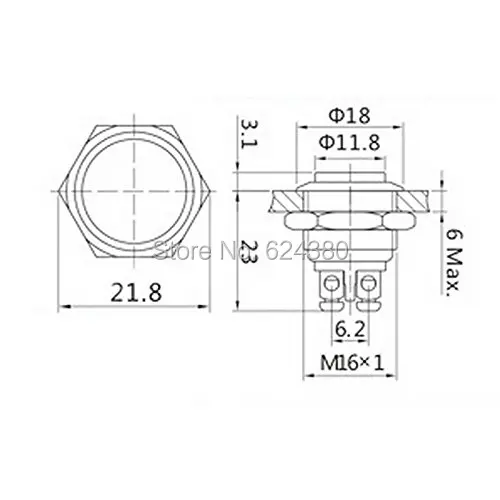 2 шт. 16 мм водонепроницаемый Высокопрочный металлический Мгновенный кнопочный