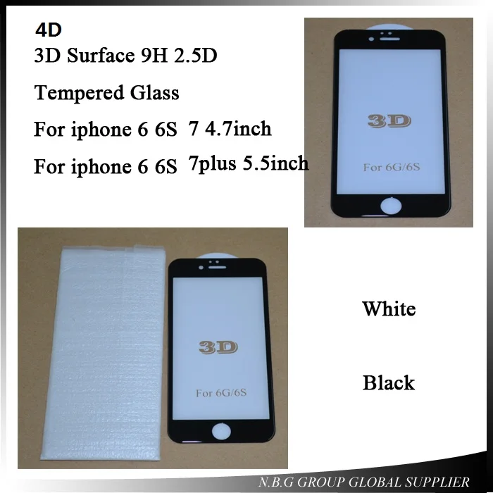 10 шт./лот 4D полное покрытие закаленное стекло для iPhone 7 и Plus 3D изогнутая Защитная