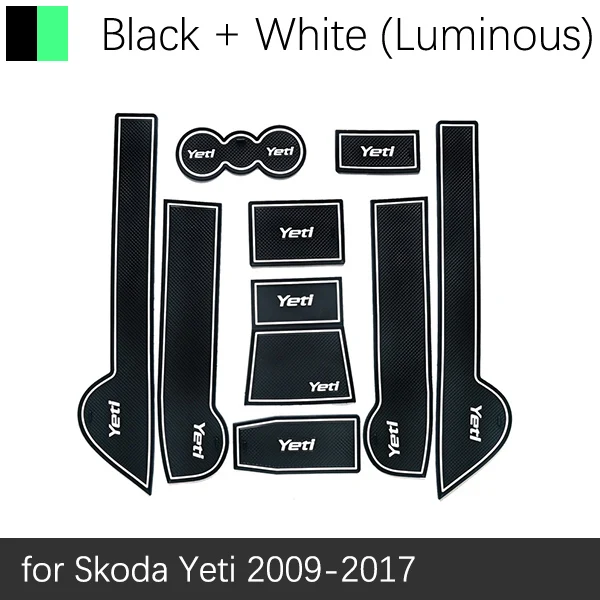 Противоскользящая резиновая ворота Слот Кубок мат для Skoda Yeti Kodiaq Karoq 2010 2011 2012 2013 автомобильные аксессуары наклейки - Название цвета: White Yeti