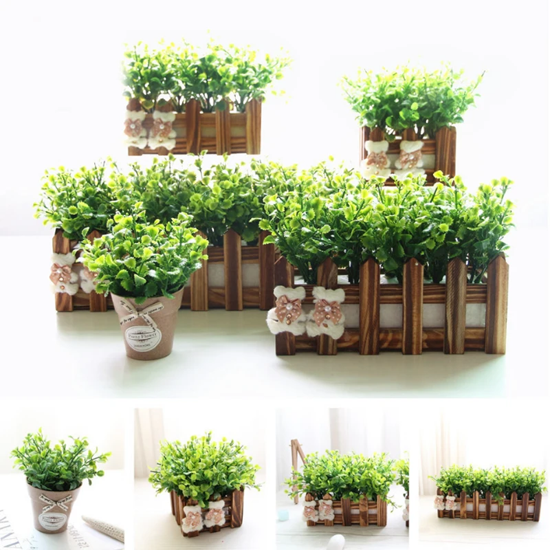 1 комплект Mentha с горшок трава забор искусственный цветок растение моделирование