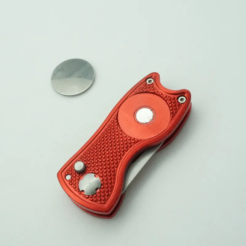 Aluminium Divot Fork Tool with Button Magnetic Ball Marker Portable for Golf Club BB55 | Спорт и развлечения