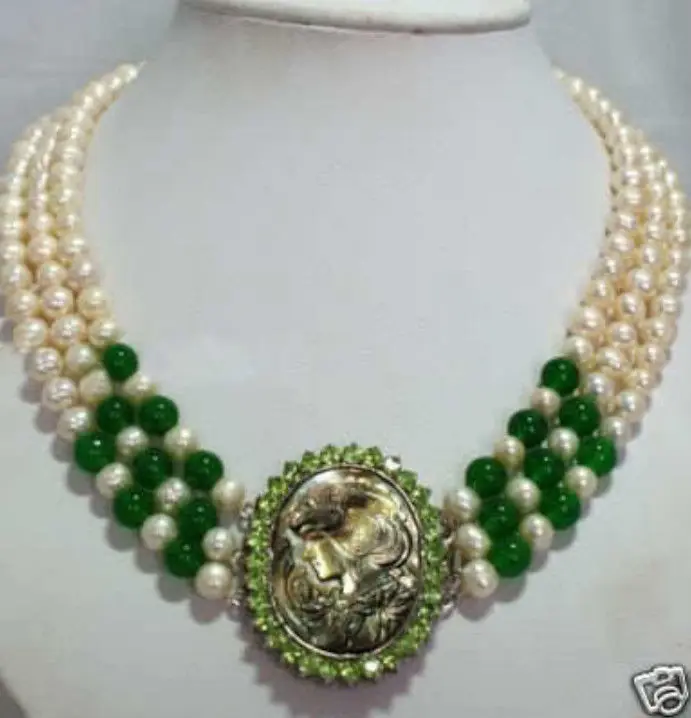 Горячее надувательство Благородный Бесплатная доставка @ Природный 3 ряд белый