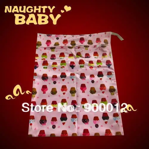 

Free Shipping- New Printed Color Baby Reusable Diaper Cloth Mummy Wet Bags 2 Zippers Nappy Collection Bag 100 Pcs