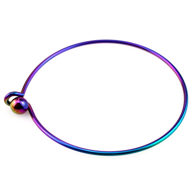 Rainbow-2.0inch-5pcs 5 шт./лот, браслет цвета радуги 2,0/2,2/2,6 дюймов, гибкий пустой браслет, сделай сам, украшения, подарок для девочки - Окраска металла: Rainbow-2.0inch-5pcs