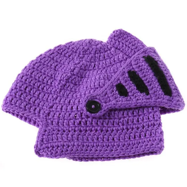 purpleadult Зимние шапки для детей, семья, новинка, рыцарский шлем, шапка s, ручная работа, вязаная теплая зимняя маска, шапки для папы, детские вязаные шапки, вечерние шапки - Цвет: purpleadult