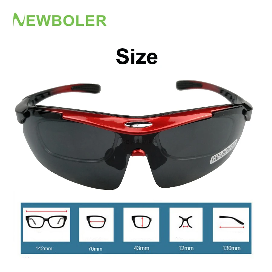 NEWBOLER 2 Frame Polarized Cycling Sun Glasses Outdoor Sports Bicycle Glasses Men Women Bike Sunglasses Goggles Eyewear 5 Lens