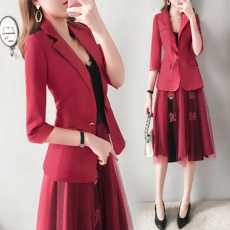 

Spring Goddess 2 Piece Set Women Skirt Set Office Work Conjunto Feminino Fashion Ensemble Femme Deux Pieces Leisure Woman Suit