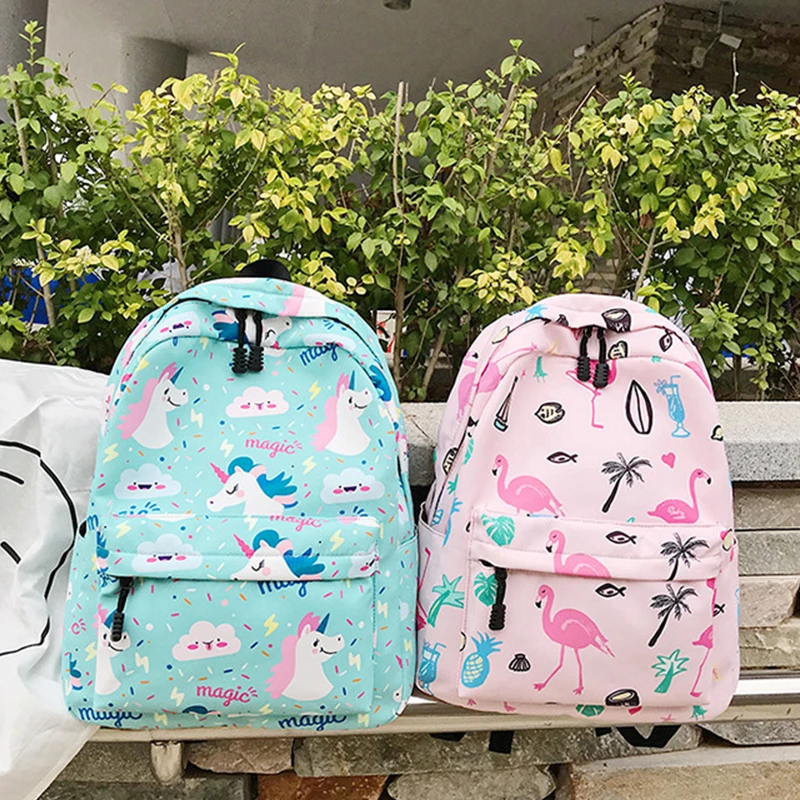 Женский рюкзак из ткани Оксфорд с единорогом школьный в стиле Харадзюку для