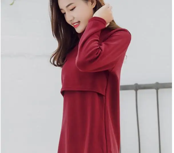 Новое зимнее платье для беременных с длинным рукавом в полоску плюс бархатное