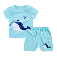 hot sale new baby boy and girl clothes body suit quality 100 cotton children t shirt summer cartoon fish kids clothing sets