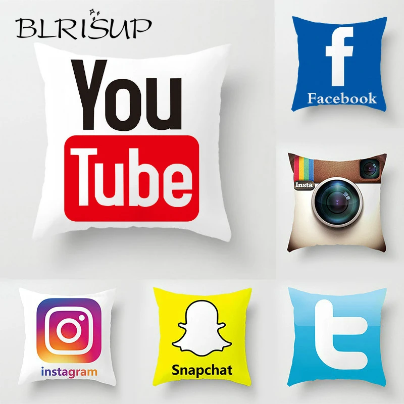 Наволочка BLRISUP в социальных сетях чехол стиле Facebook/Twitter/YouTube/Snapchat/Inst с логотипом |
