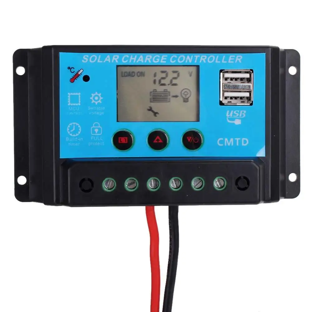 PWM 10A контроллер солнечного заряда 12 В 24 в ЖК-дисплей Авто Солнечная Панель