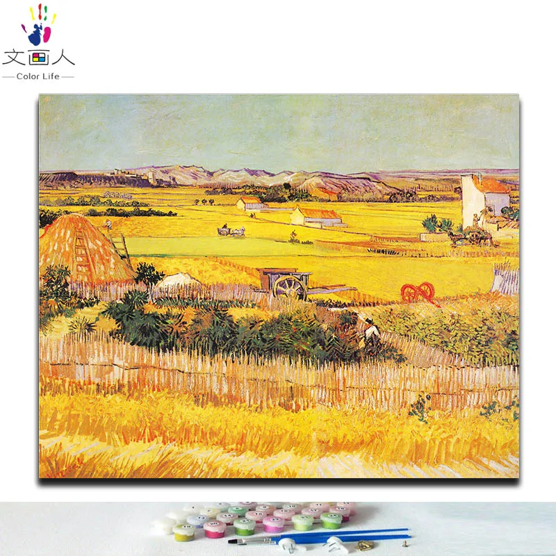 3263 the harvest Картина «сделай сам» по номерам картины Винсента Ван Гога «Звездная ночь» Абстрактные Художественные картины по номерам с рамкой - Цвет: 3263 the harvest