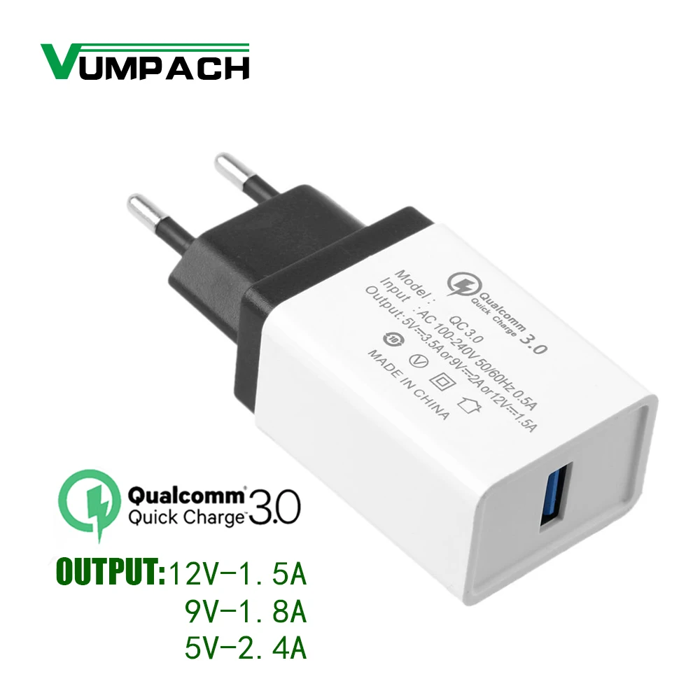 ЕС USB зарядное устройство Quick Charge 3,0 быстрое зарядное устройство QC3.0 QC2.0 18 Вт Портативный настенный USB адаптер питания Зарядка для iPhone xiaomi samsung