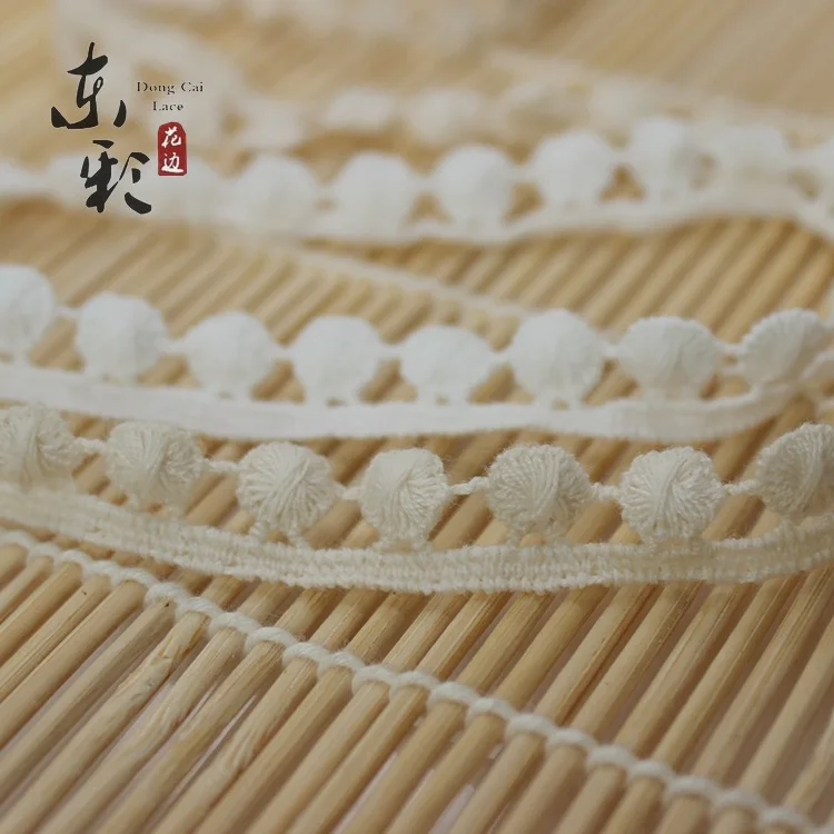 Meetee 5yards/lot 1.3CM Small Round Cotton White Lace Fabric Water Droplets of Soluble DIY Garment Accessories ZK5082 | Дом и сад