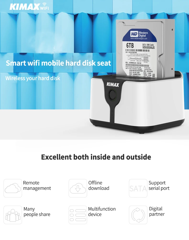 Беспроводной внешний hdd sata usb 3,0 wifi hdd box 2,5/3," SD TF карта hdd док-станция для 6 ТБ адаптер Внешний hdd ssd с wifi сети