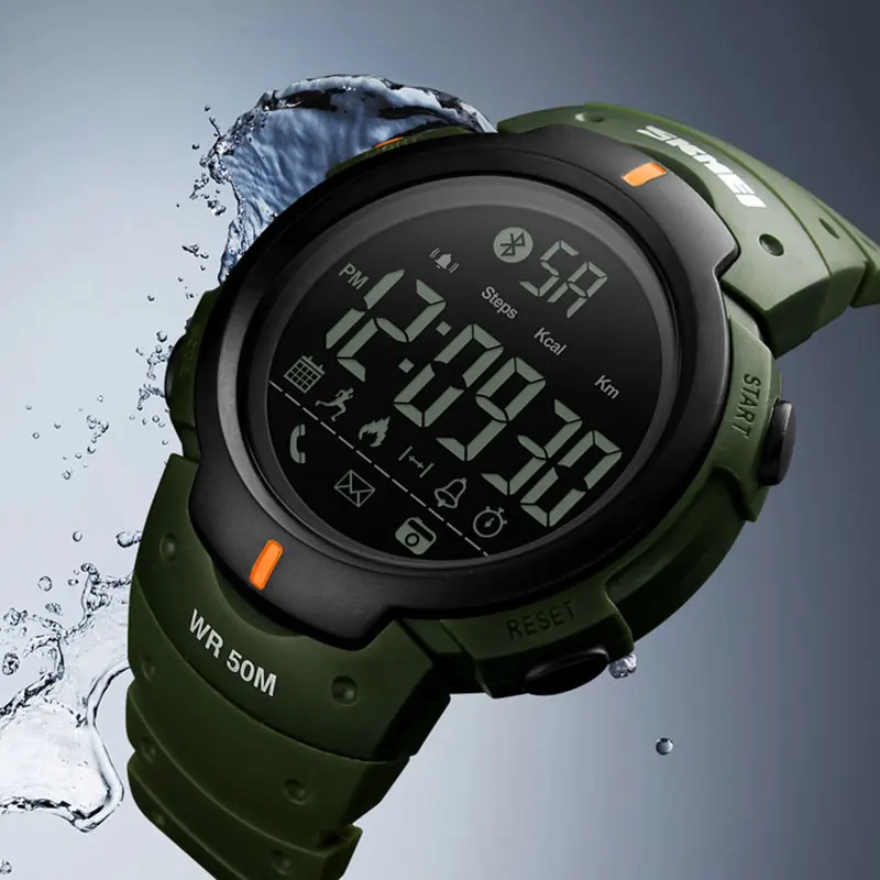 SKMEI Повседневное Для мужчин Смарт часы bluetooth 50 м Водонепроницаемый калорий