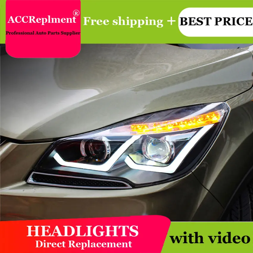 Автомобильный Стайлинг для FORD KUGA головной светильник s U angel eyes 2013-2015 светодиодный