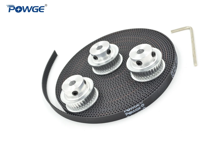 

POWGE 3pcs 36 teeth GT2 Timing Pulley Bore 5mm 6.35mm 8mm + 5Meters width 6mm GT2 open Timing Belt 2GT Belt pulley 36Teeth 36T