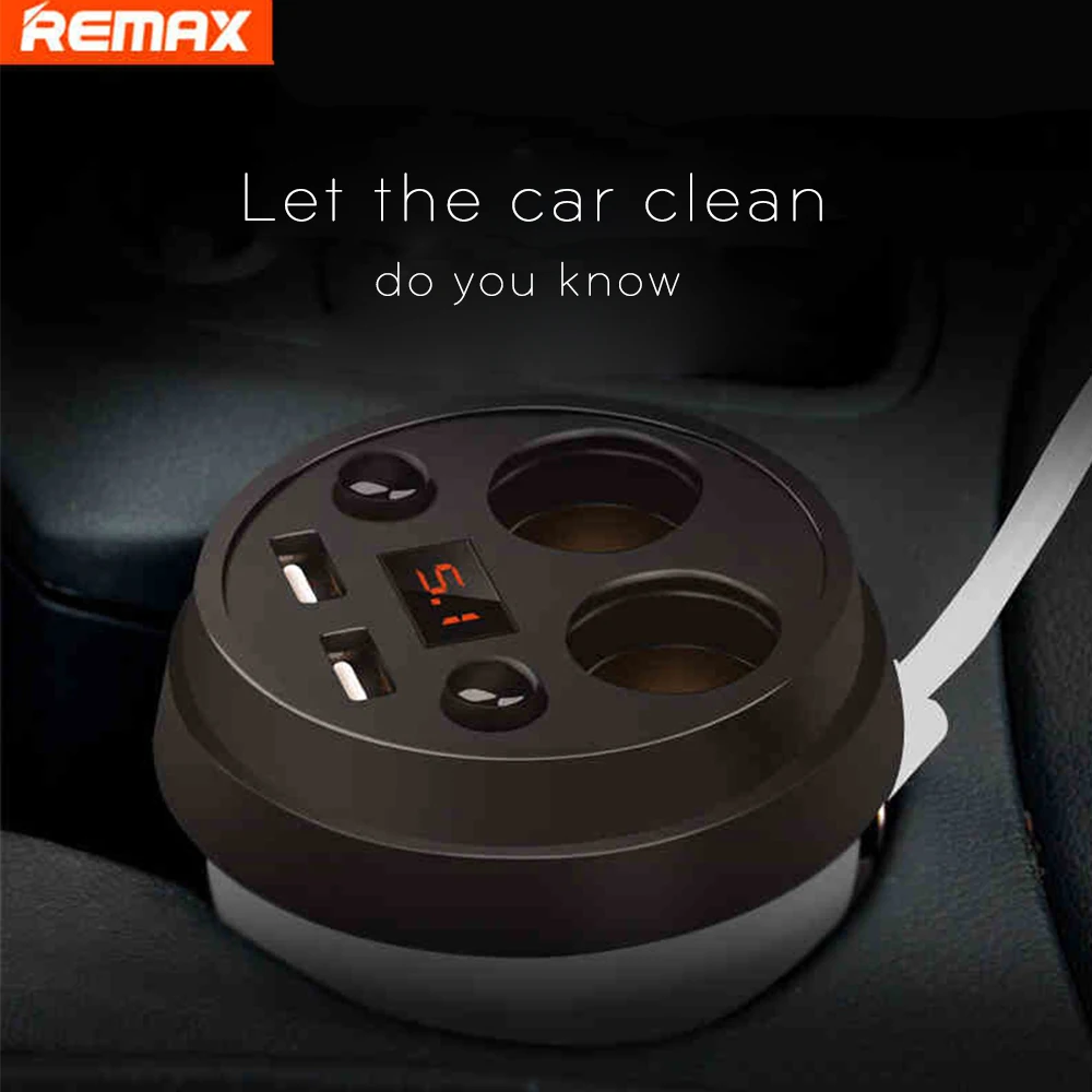 Автомобильное зарядное устройство Remax с двумя USB-портами и светодиодным дисплеем