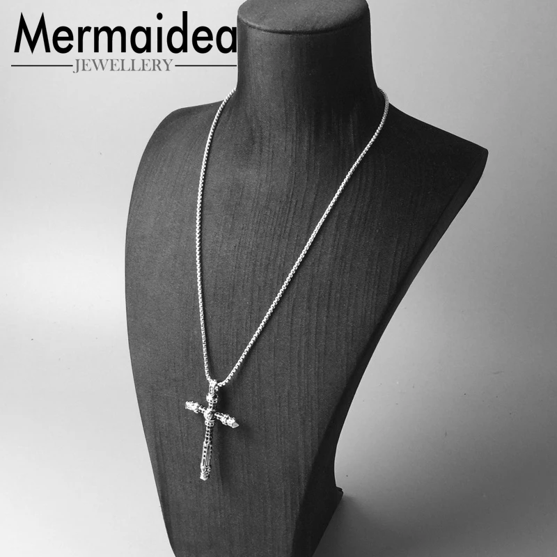 Череп Крест Подвески Ожерелья звенья цепи панк Rebel винтажные модные ювелирные