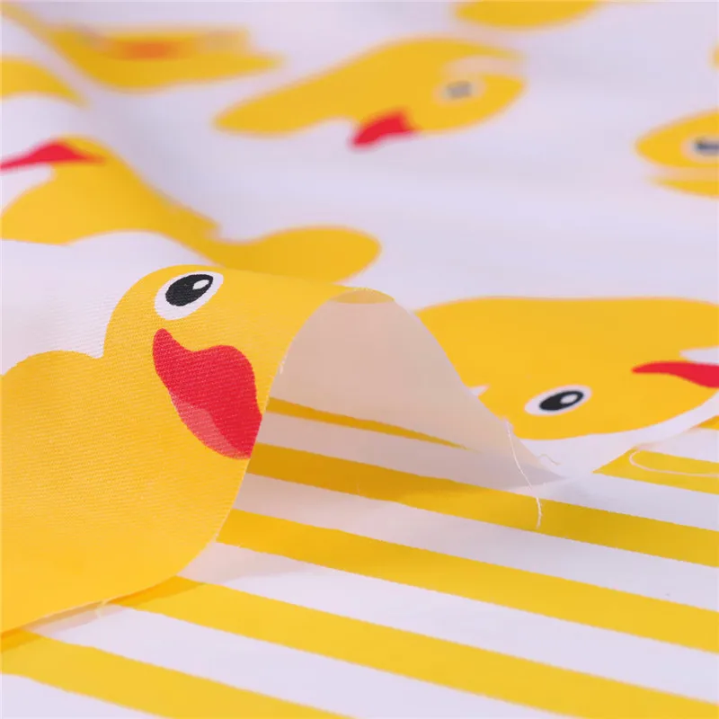 Полуметровая желтая утка с мультяшным принтом хлопковая текстильная ткань для