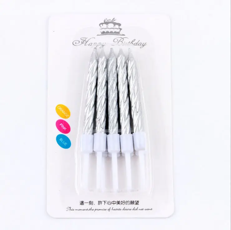 5Pcs Happy Birthday Cake Candle Party Gold /Silver Candles Funny Wedding Xmas Decoration Gold&ampSilver |