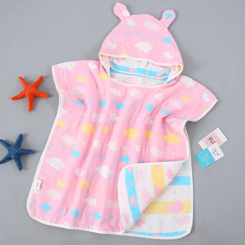 Baby Bath Towel for Newborns Child Hooded Baby Towel With Hood Muslin Baby Cotton Gauze Cloth New Born beach Towel for Children - Цвет: 5 Fencaiyun