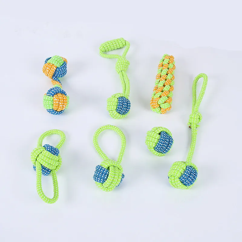 

7 pcs/set Funny Pet Dog Toys Cotton Durable Braided Rope Toy for Puppy Chew Molar Teeth Clean and Outdoor Traning