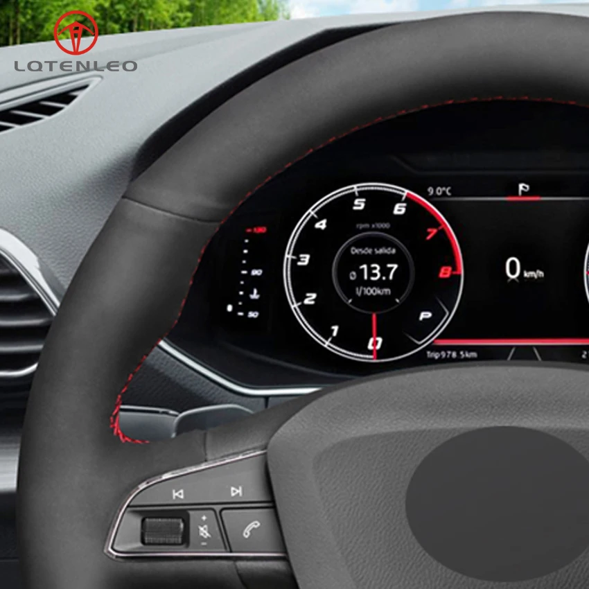 Lqtenleo черная замша DIY автомобиля рулевое колесо Крышка для Seat Leon 5F Mk3 2013- Ibiza 6J Tarraco Арона Ateca Альгамбра