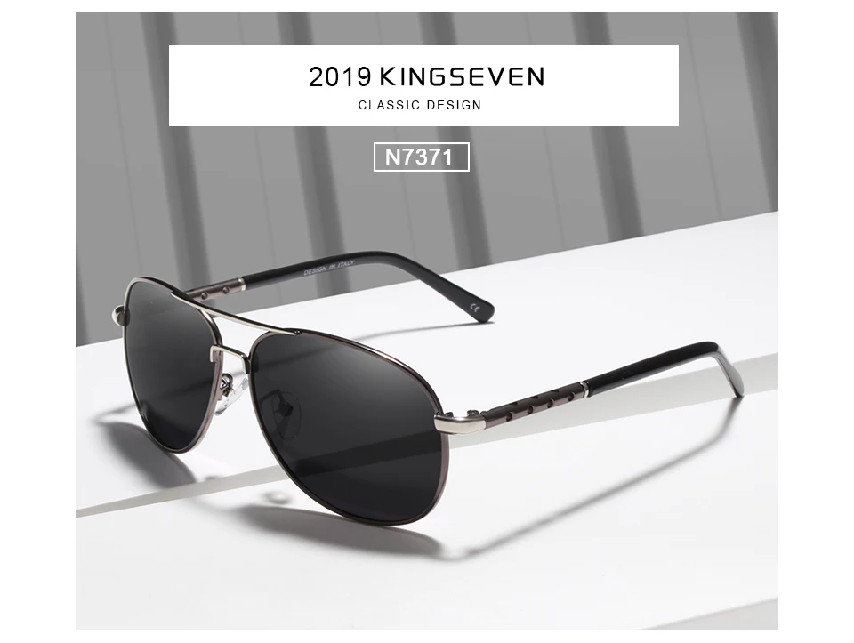 KINGSEVEN, фирменный дизайн, пилот, солнцезащитные очки, мужские, поляризационные, для вождения, UV400, полый дизайн, оправа, очки, Gafas De Sol, N7371
