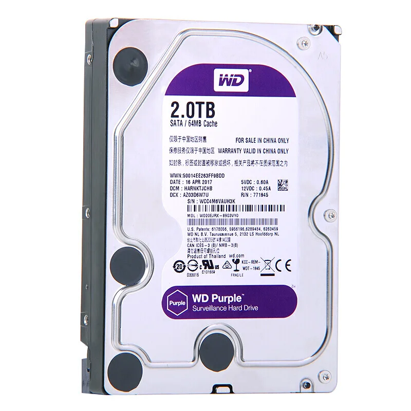 Западный цифровой WD фиолетовый HDD для наблюдения 3 5 &quotТБ 5400RPM SATA 6 ГБ/сек.